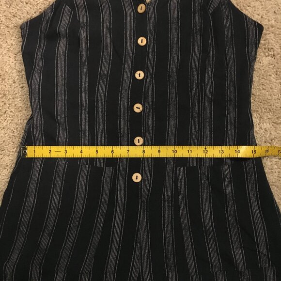 ILLA ILLA Strappy Button Down Rayon Engineer Striped Romper - Picture 11 of 15
